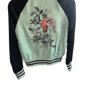 🧜‍♀️ Disney The Little Mermaid Embroidered Satin Bomber Jacket – Women’s XS 🧜‍